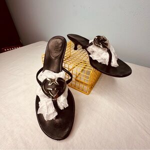 Gucci Golden Heart Kitten Heel Pool Sandals